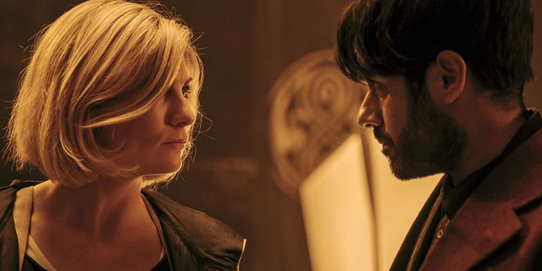 Jodie Whittaker's Thirteenth Doctor staring angrily at Sacha Dhawan's Master in Doctor Who
