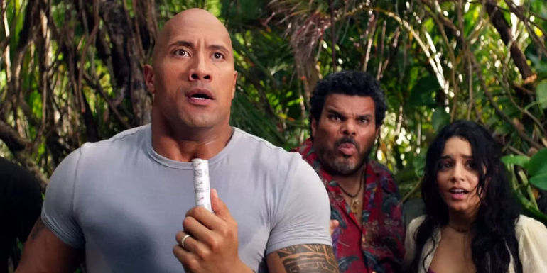 Dwayne Johnson, Vanessa Hudgens, Luis Guzmán Looking Astonished in Journey 2: The Mysterious Island
