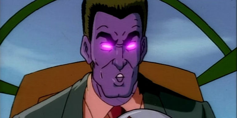 Killgrave, aka the purple man, talking while in a helicopter in X-Men the animated series