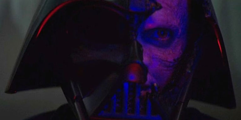 Darth Vader with a broken mask showing Anakin's face in Obi-Wan Kenobi