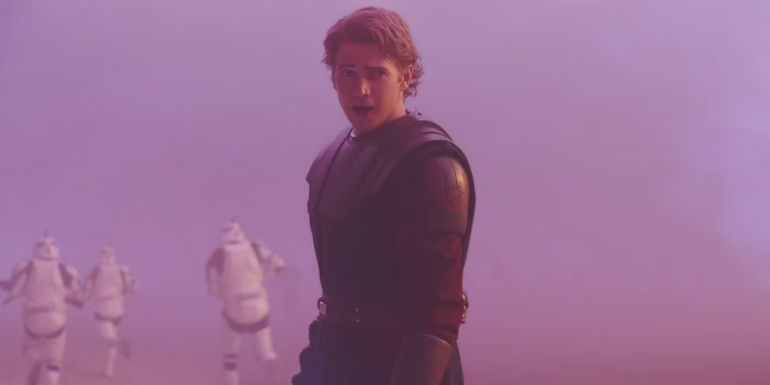 Anakin wearing his Clone Wars armor during the Clone Wars flashback in Ahsoka Episode 5