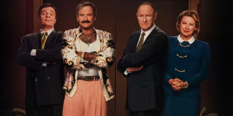 A banner for The Birdcage featuring the four main characters of the movie.