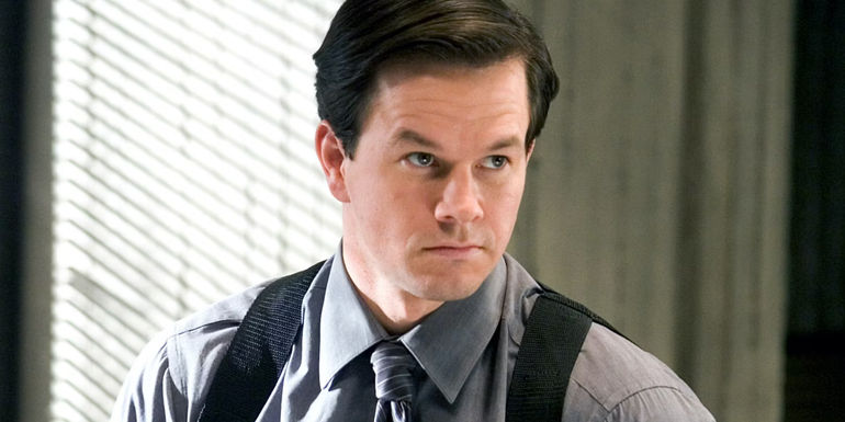 Staff Sergeant Dignam (Mark Wahlberg) in the captain's office in The Departed