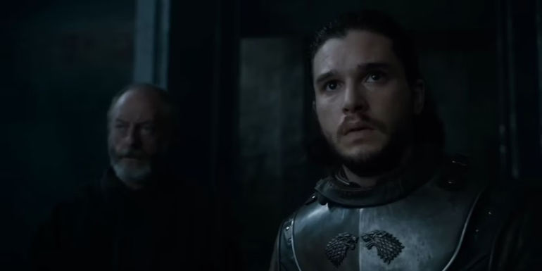 Jon Snow and Ser Davos Seaworth at Dragonstone