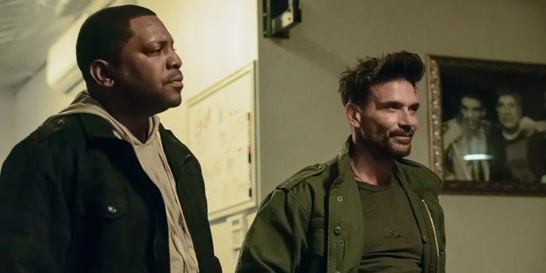 Mekhi Phifer's Max and Frank Grillo's Duffy meeting Sage in Lights Out