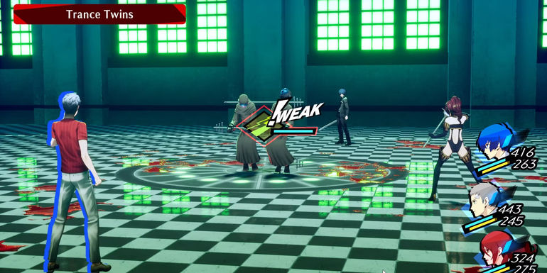 Image of Sanada using an electric attack on Trance Twins in Persona 3 Reload