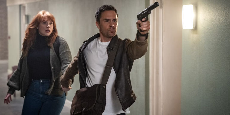 Aidan holds Elly's hand through hallway while shooting in Argylle