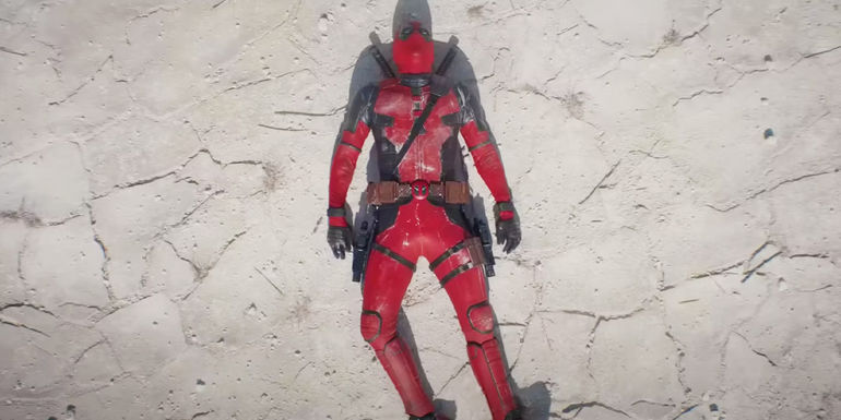 Deadpool on the ground in Deadpool and Wolverine