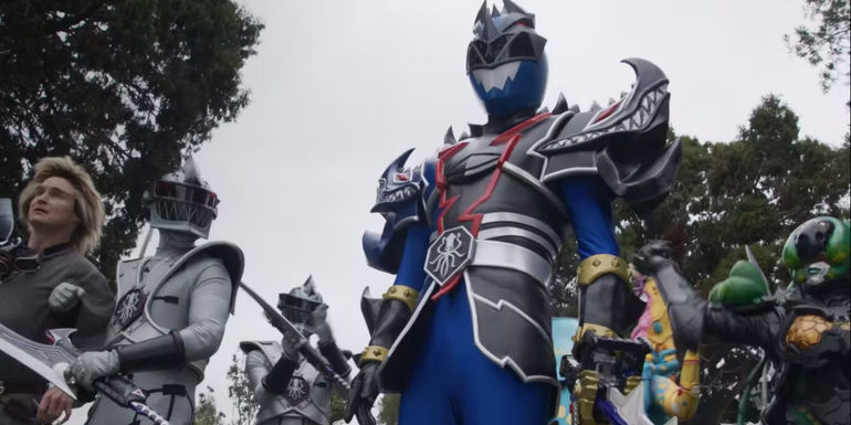 Evil Blue Ranger Ollie and monsters in Power Rangers Cosmic Fury