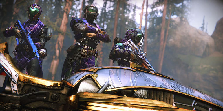 Players standing near Destiny 2 Moments of Triumph Sparrow