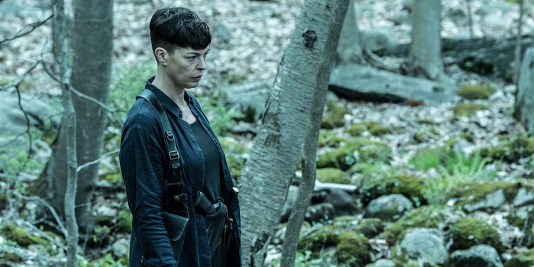 Pollyanna McIntosh as Jadis in The Walking Dead The Ones Who Live standing in a forest