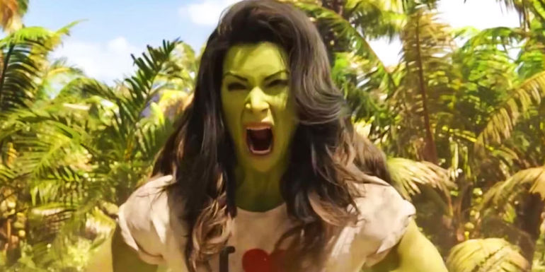 She-Hulk screaming in She-Hulk Attorney at Law's premiere