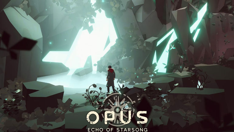 Opus Echo of Starsong Steam promo screenshot with game logo