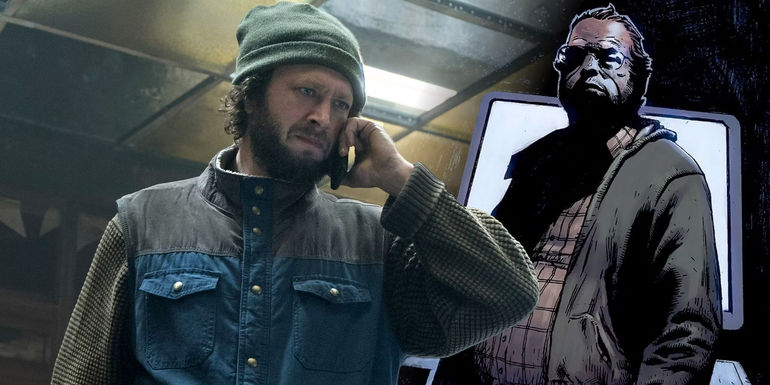 Ebon Moss-Bachrach in The Punisher and an image of Micro in Marvel Comics