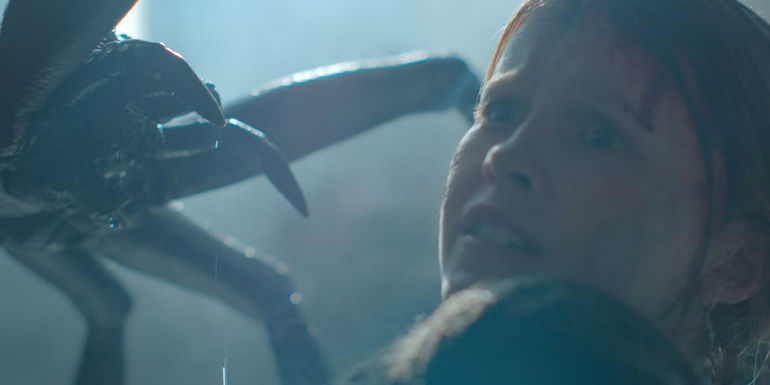 Alyla Browne as Charlotte with Sting the spider in Sting