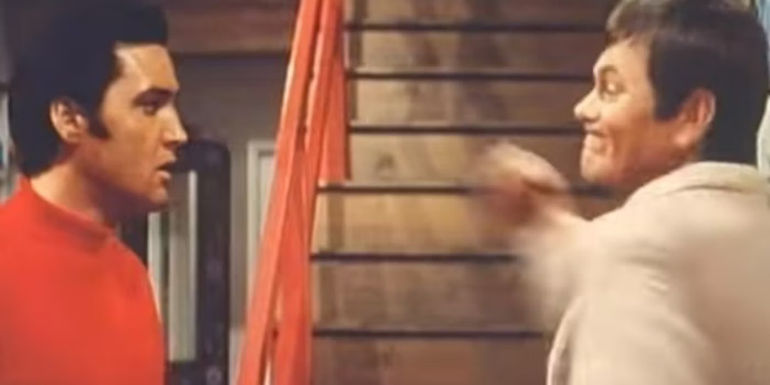 Dick Sargent as Harry punching Elvis Presley in Live a Little, Love a Little (1968)
