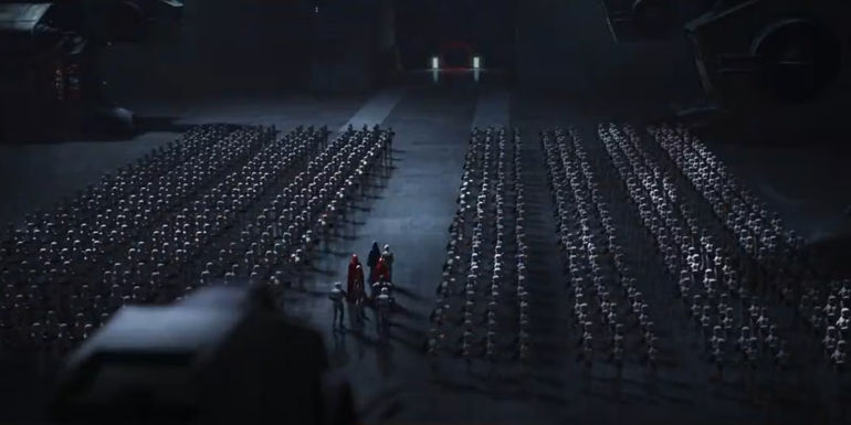 Emperor Palpatine walking by his clone forces in The Bad Batch season 3 trailer.