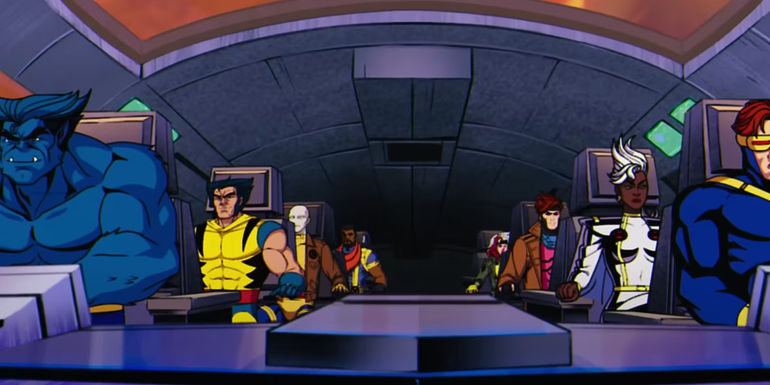 X-Men '97 trailer scene of the team sitting in their ship