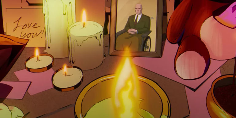 X-Men '97 trailer shot showing a memorial to Professor X