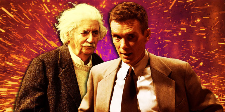 Einstein (Tom Conti) and Robert (Cillian Murphy) as portrayed in Oppenheimer