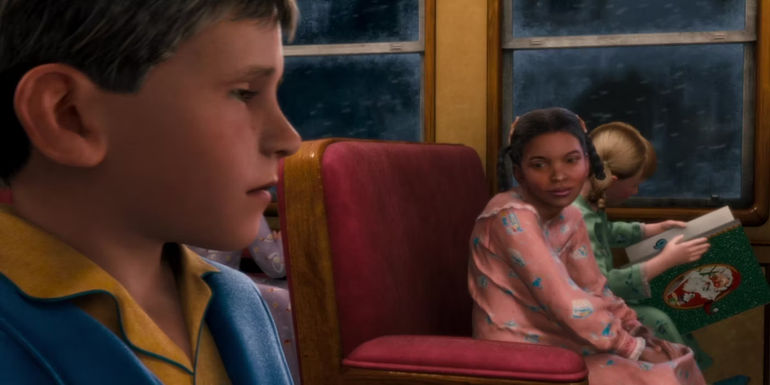 Kid passengers on The Polar Express