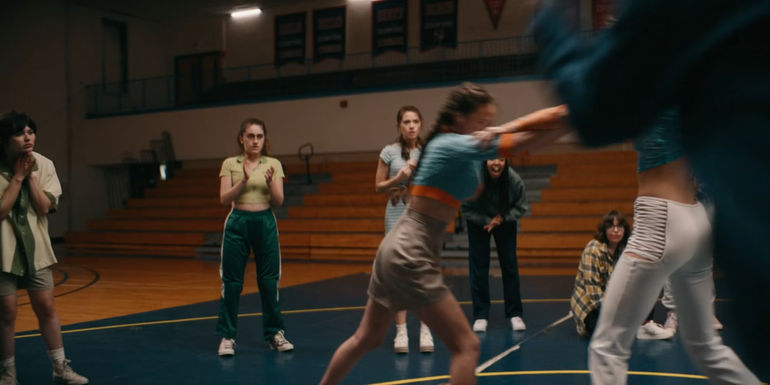 Isabel fighting in the gym in Bottoms