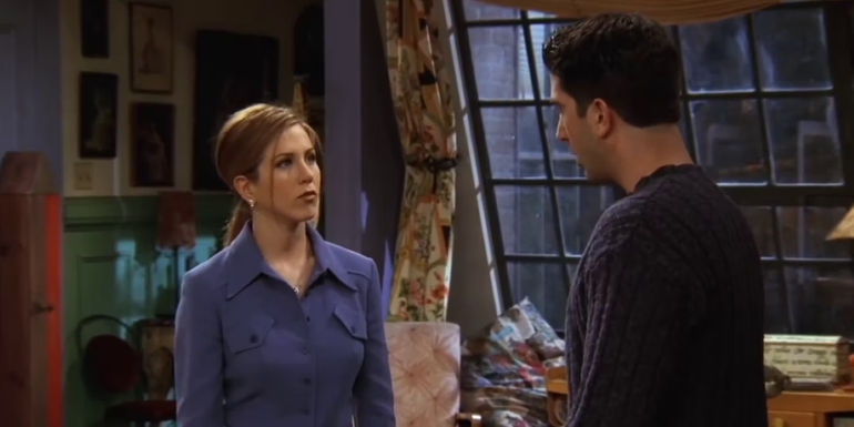Ross Geller and Rachel fighting in Friends.