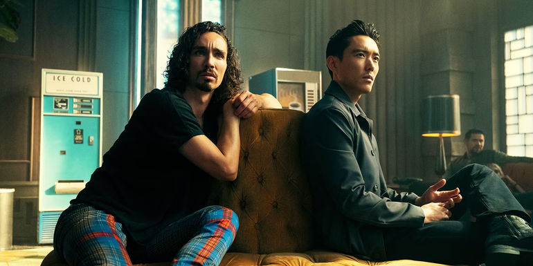 The Umbrella Academy Klaus sitting next to Ben