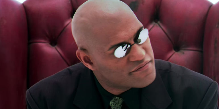 Morpheus in his red chair in The Matrix
