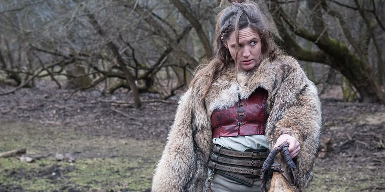 Brida raising an eyebrow in The Last Kingdom