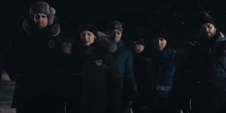 Cops out in the cold night in True Detective: Night Country