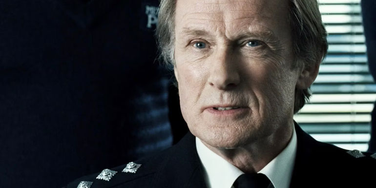 Bill Nighy as an English cop in Hot Fuzz 