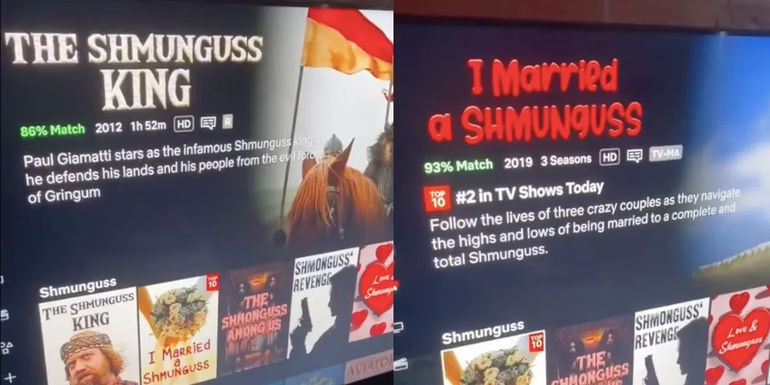 Netflix menus for The Shmunguss King and I Married a Shmunguss