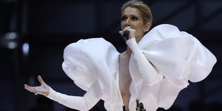 Celine Dion performing at the Oscars