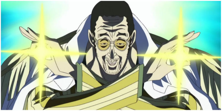 Kizaru Creating Light with the Glint-Glint Fruit in One Piece