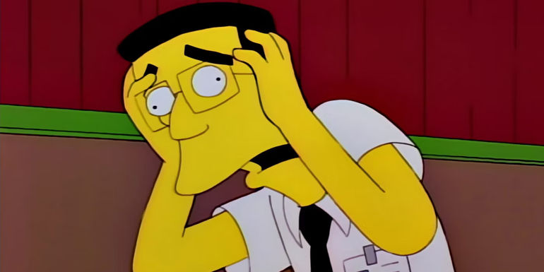Frank Grimes Clutching His Head in The Simpsons