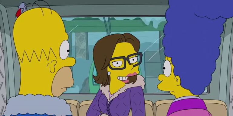 Dr. Spivak talks to Homer and Marge in The Simpsons season 35