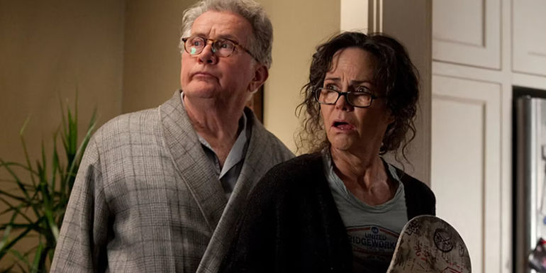 Martin Sheen as Uncle Ben and Sally Field as Aunt May look confused in The Amazing Spider-Man (2012)