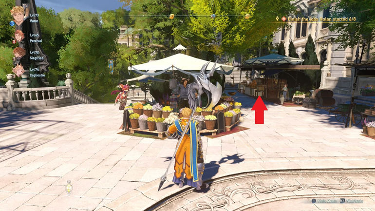 Stairway leading to Zathba's bar in Granblue Fantasy: Relink