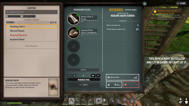 Recipe for basic healing salves in Nightingale