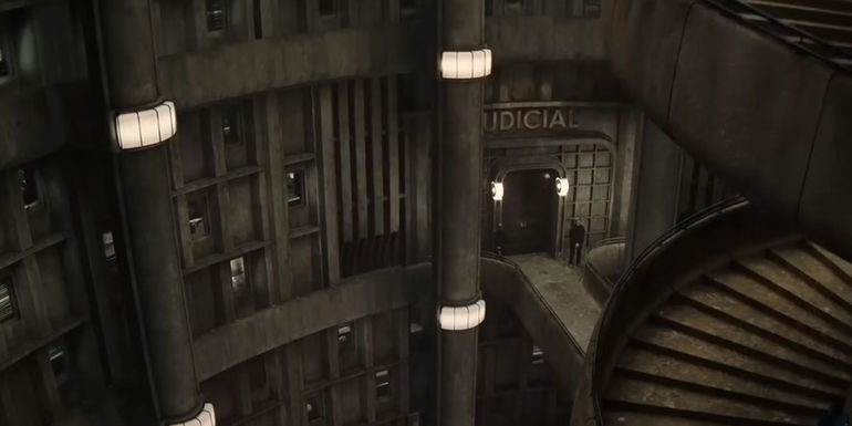 A shot of the inside of the silo in Silo season 1 that shows Judicial