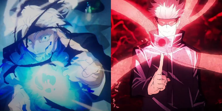 Gojo using Limitless Red and Blue in Jujutsu Kaisen