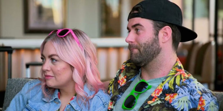 Married At First Sight Season 17 Becca and Austin sitting next to each other on couch