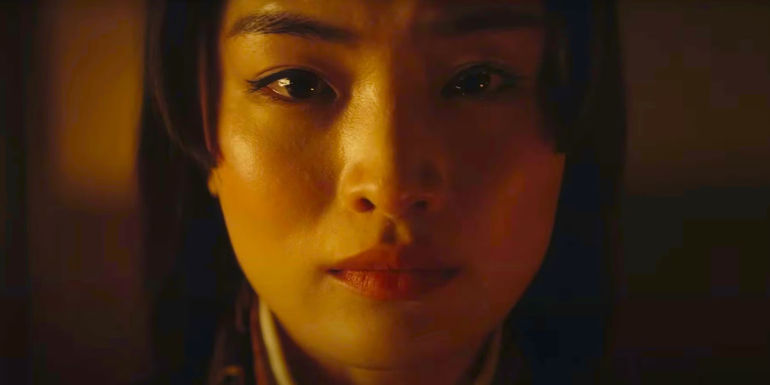 Toda Mariko looking straight ahead in Shogun