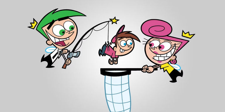 Cosmo and Wanda from the Fairly Oddparents putting Timmy Turner into a net