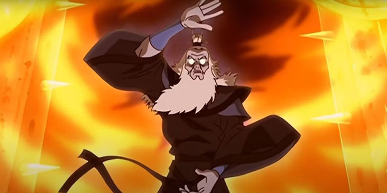 Aang channels Avatar Roku in the Avatar State