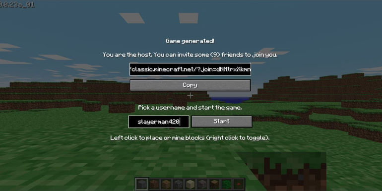 Classic Minecraft Menu on Google Chrome - Play the Classic Edition on the Chrome Browser