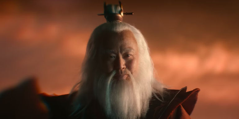 Roku smiling at Aang in a vision in Netflix's Avatar: The Last Airbender