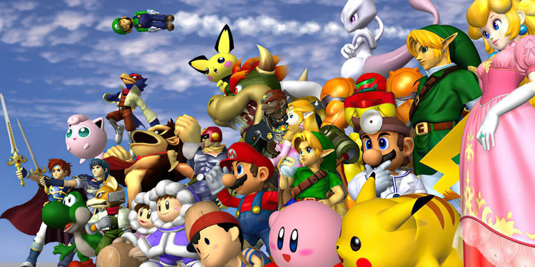 Promo art featuring characters from Super Smash Bros. Melee - Best-Selling GameCube Games