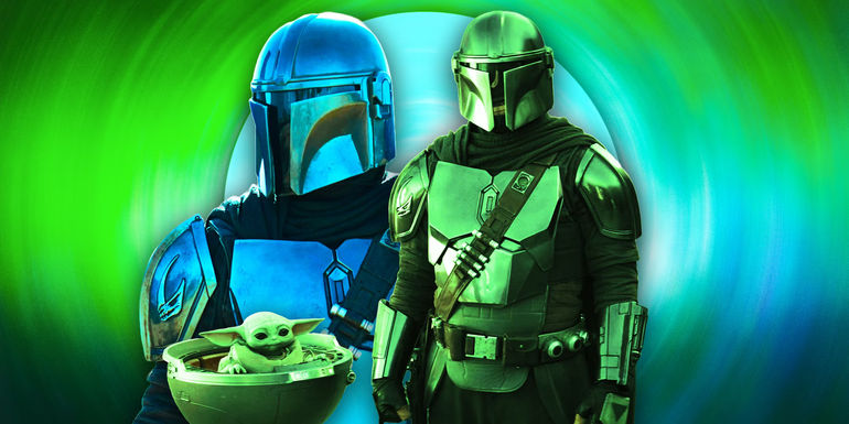 Din Djarin and Grogu standing together in The Mandalorian season 3 superimposed with colors - Star Wars' Rise Of Skywalker Retcon Creates So Many Story Possibilities